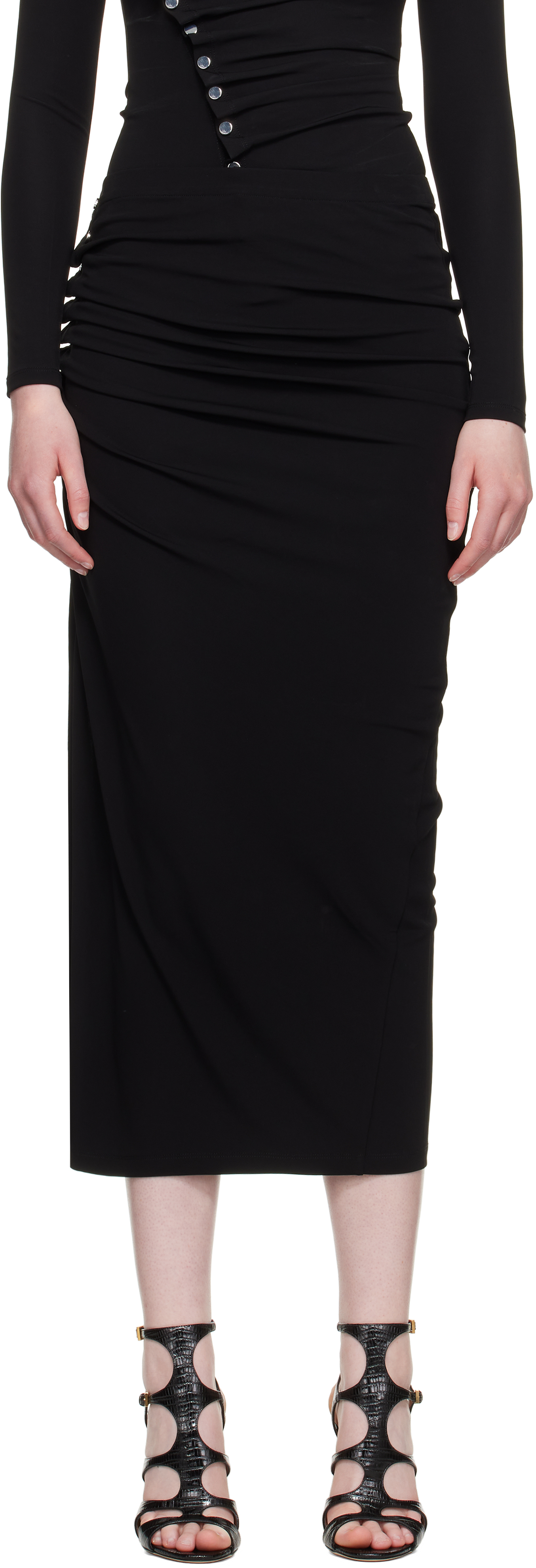 Rabanne Black Jersey Midi Skirt