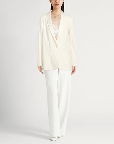 Crème Woman Blazer Ivory Size 8 Cotton, Viscose, Elastane