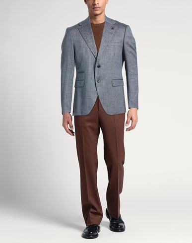 Man Blazer Slate blue Size 36 Linen, PES, Viscose, Elastane