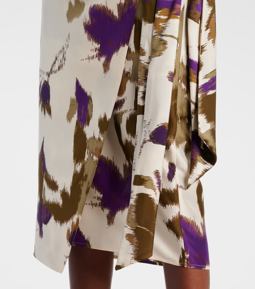 Dritto printed silk wrap skirt