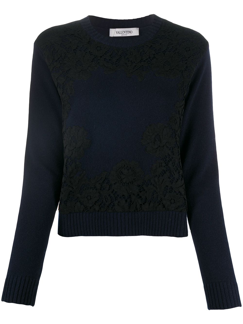 Valentino Garavani lace overlay jumper - Blue