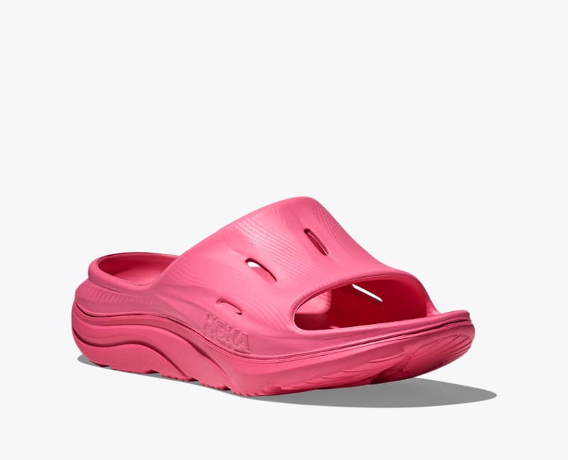 HOKA ORA Recovery Slide 3 Shoes in Neon Rose/Neon Rose