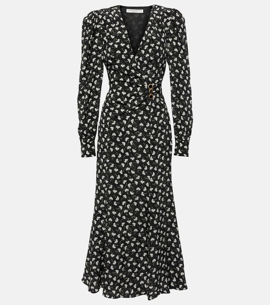 Printed silk midi dress