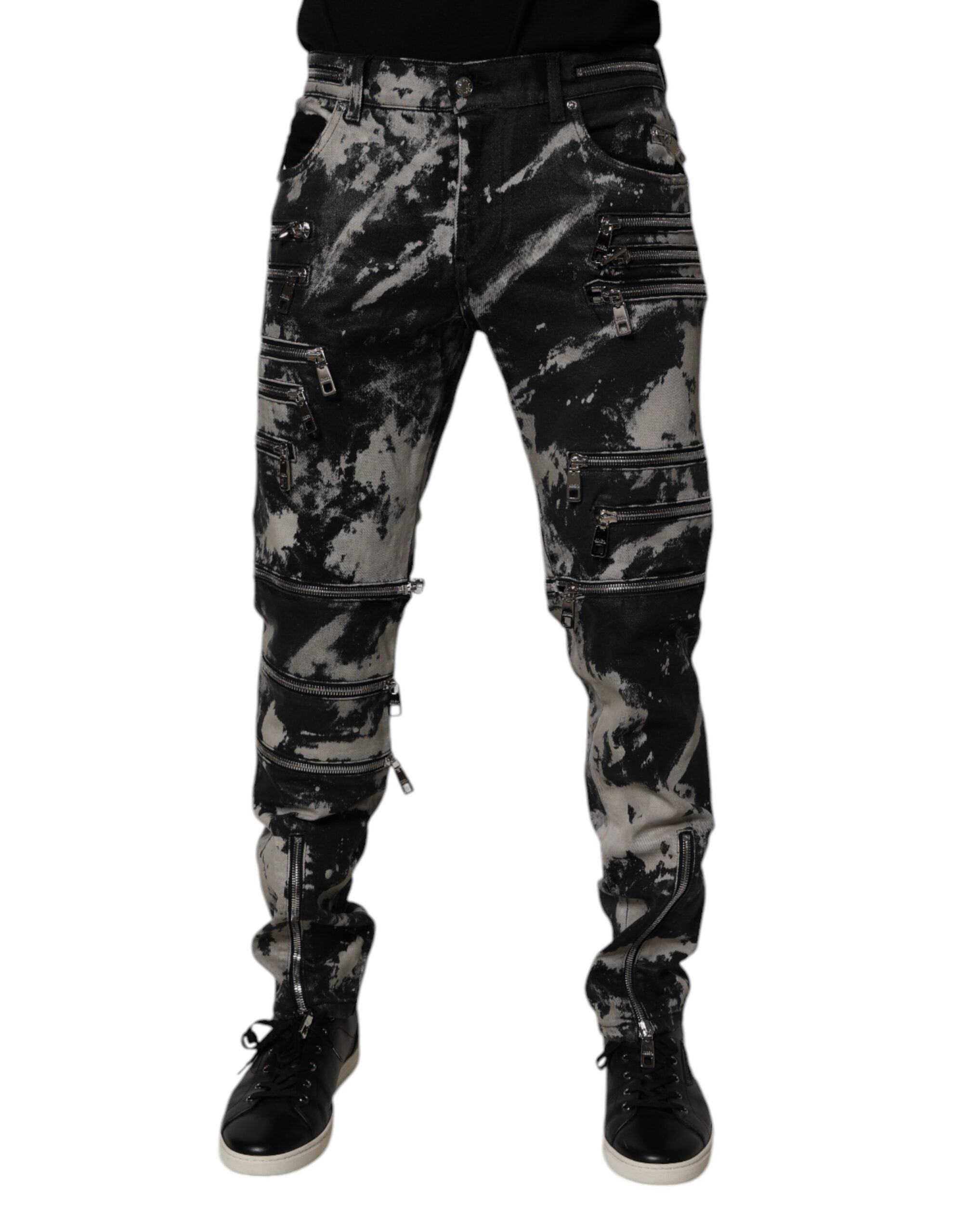 Tie-Dye Skinny Jeans — Black