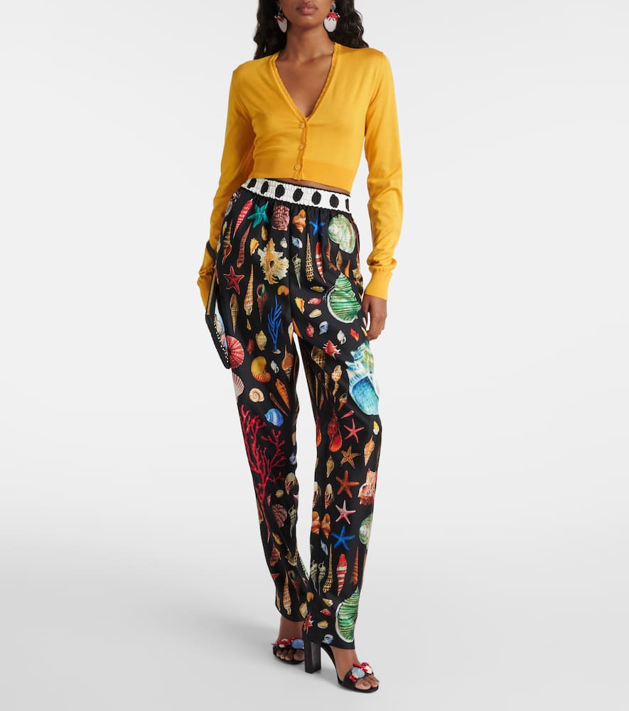 Cropped silk cardigan