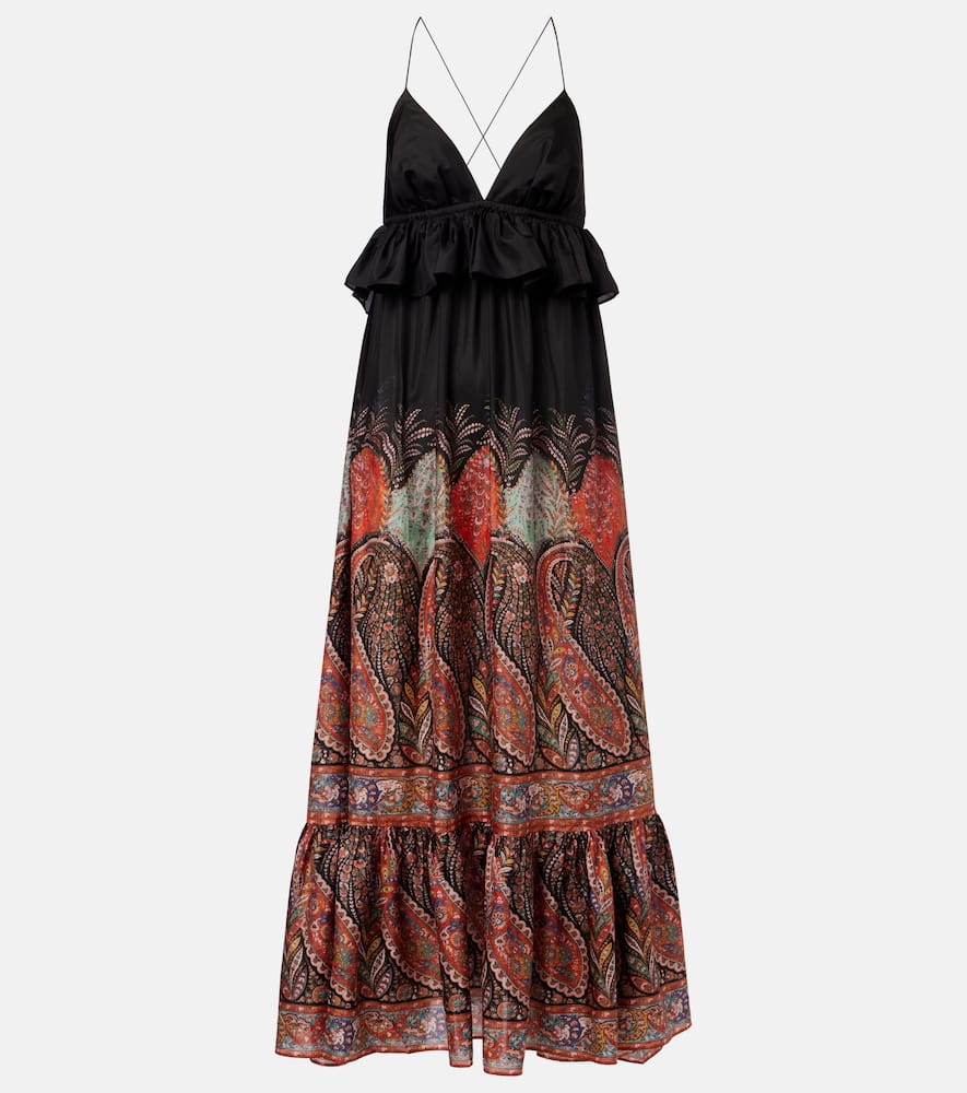 Rhiannon paisley ruffled silk maxi dress