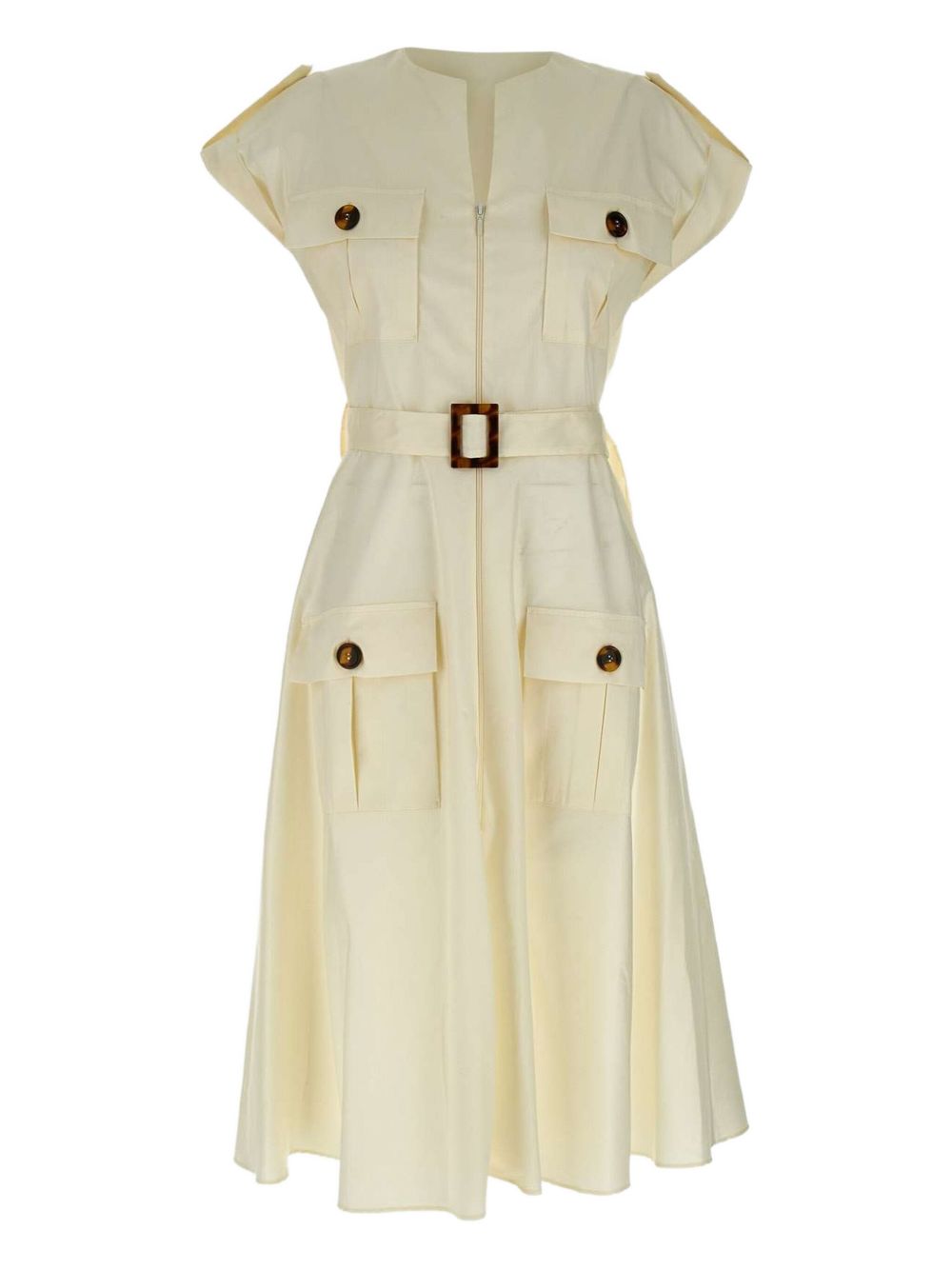 Cotton belted dress - White