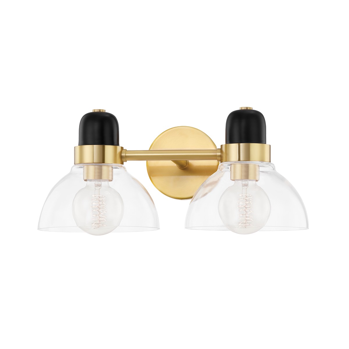 Aged Brass Two Light Bath and Vanity from the Camile Collection