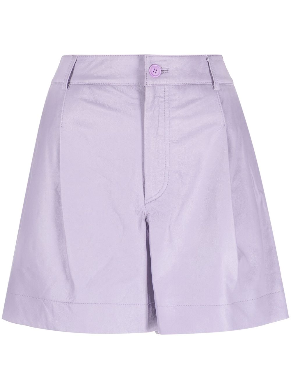 High-waist leather shorts - Purple