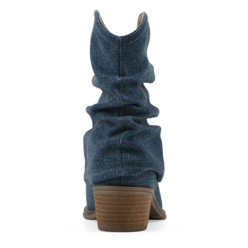 Women's Alden Mid Calf Western Booties (Dark Denim Fabric)