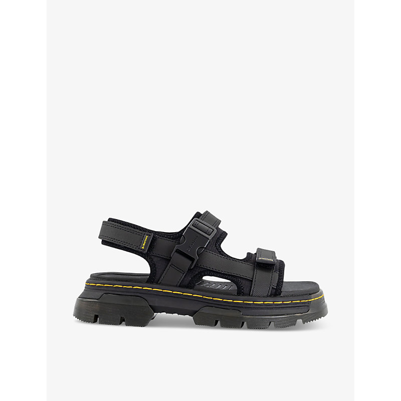 Womens Black Forster Contrast-stitch Woven Sandals