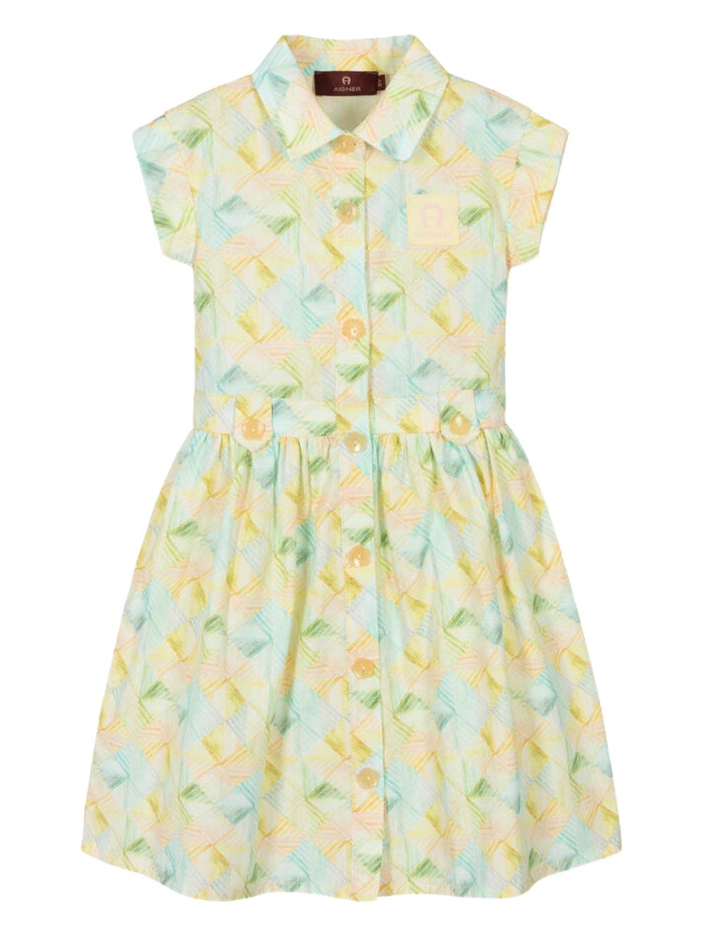 Checked short-sleeve dress - Yellow