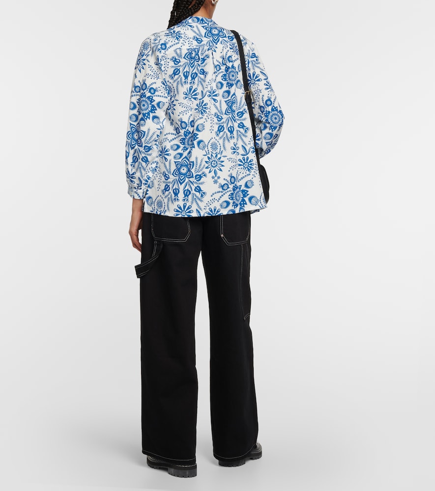 Aubrey floral linen-blend blouse