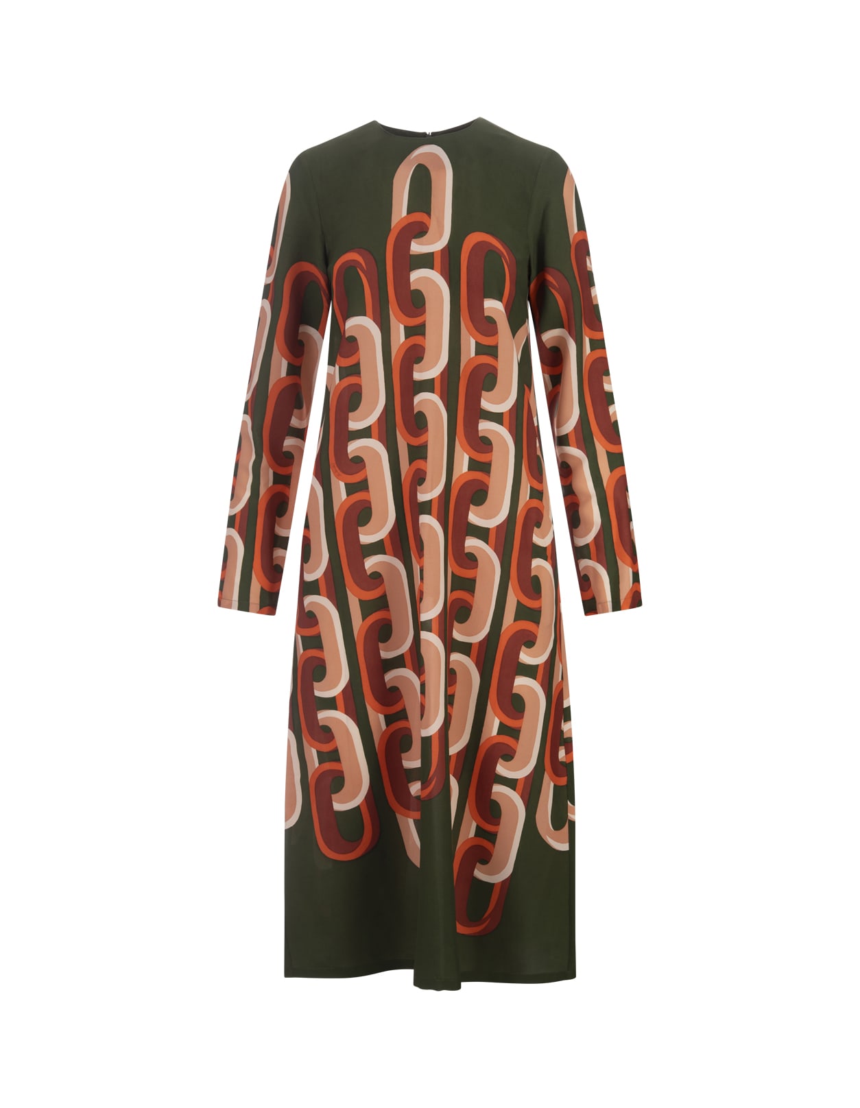 Swing chain-link print middi dress - Green