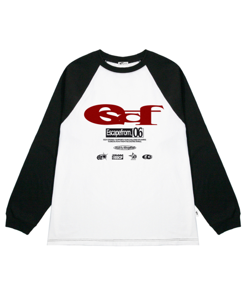 Red ESCF Logo Collage Print Long Sleeve Black