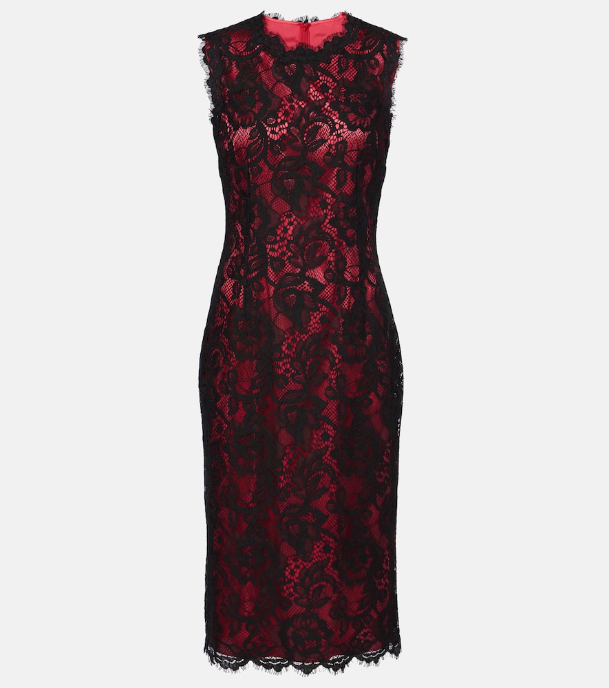 Cotton-blend lace midi dress