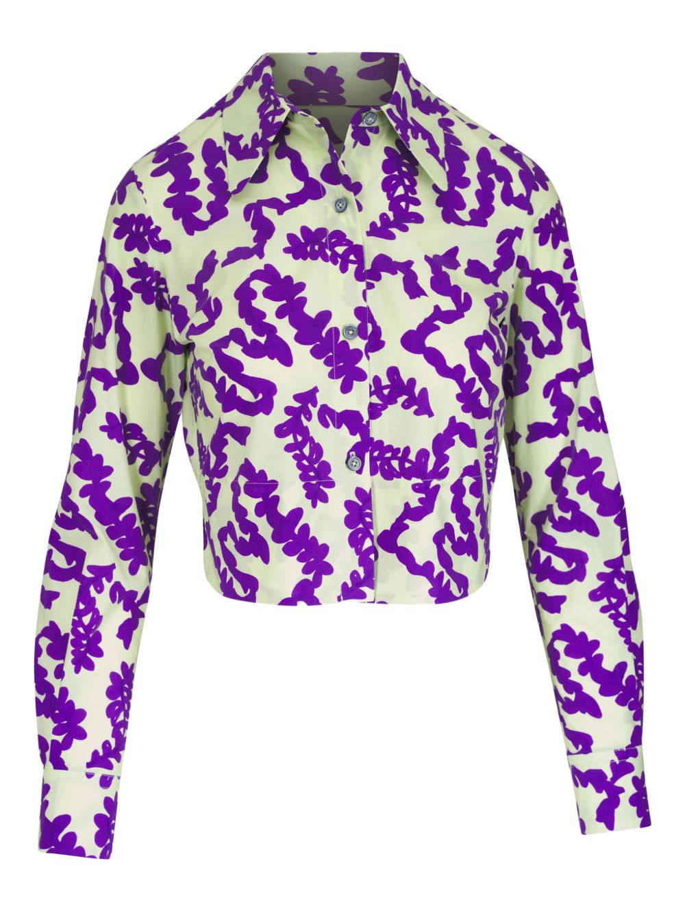 Odeeh floral-print cropped shirt - White