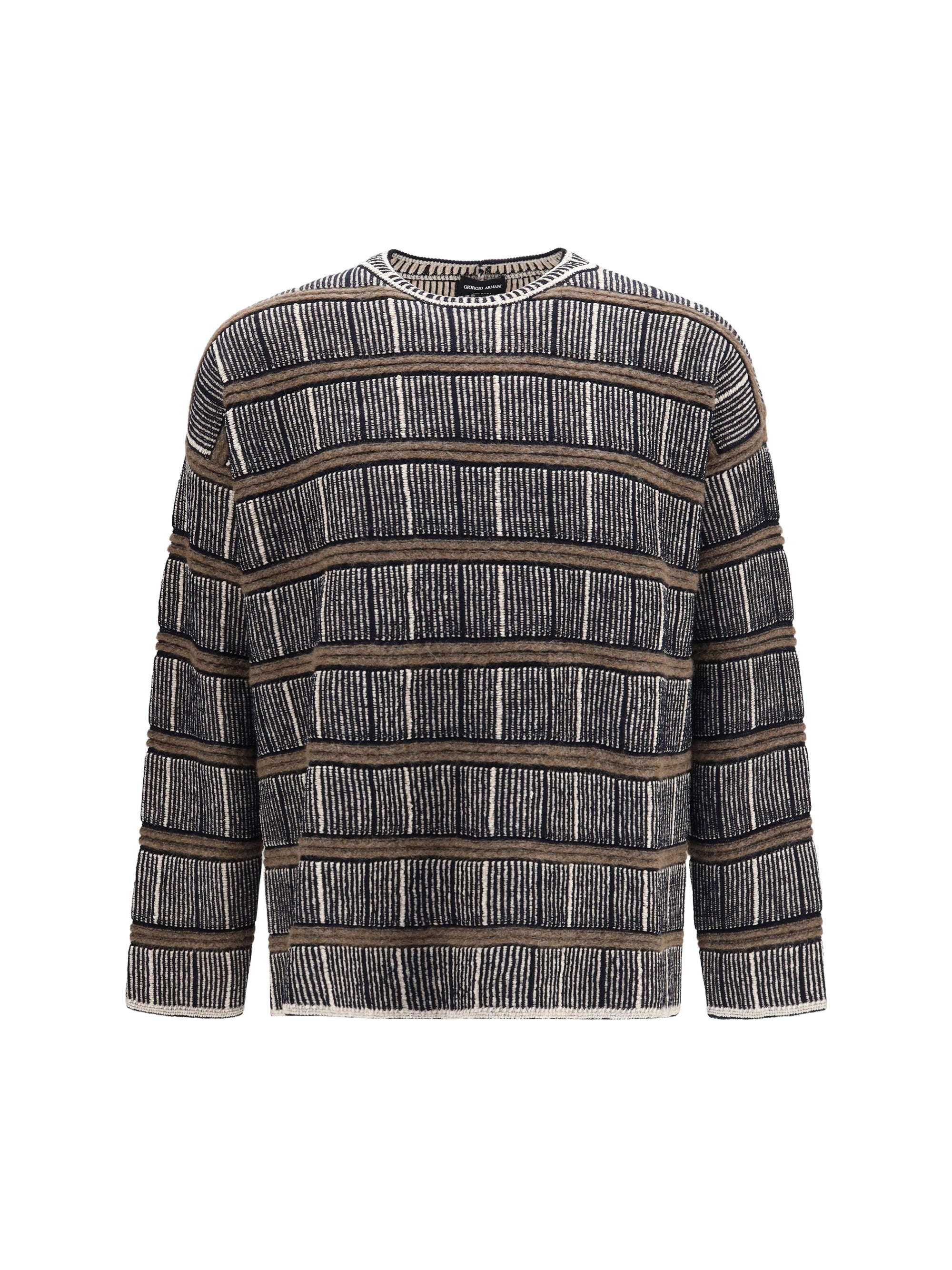 Striped Silk and Virgin Wool Blend Sweater — Navy