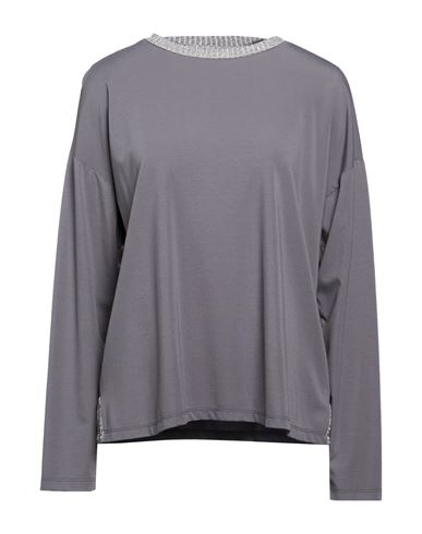 Crochè Woman Top Grey Size L Viscose, Polyamide, Elastane, Polyester