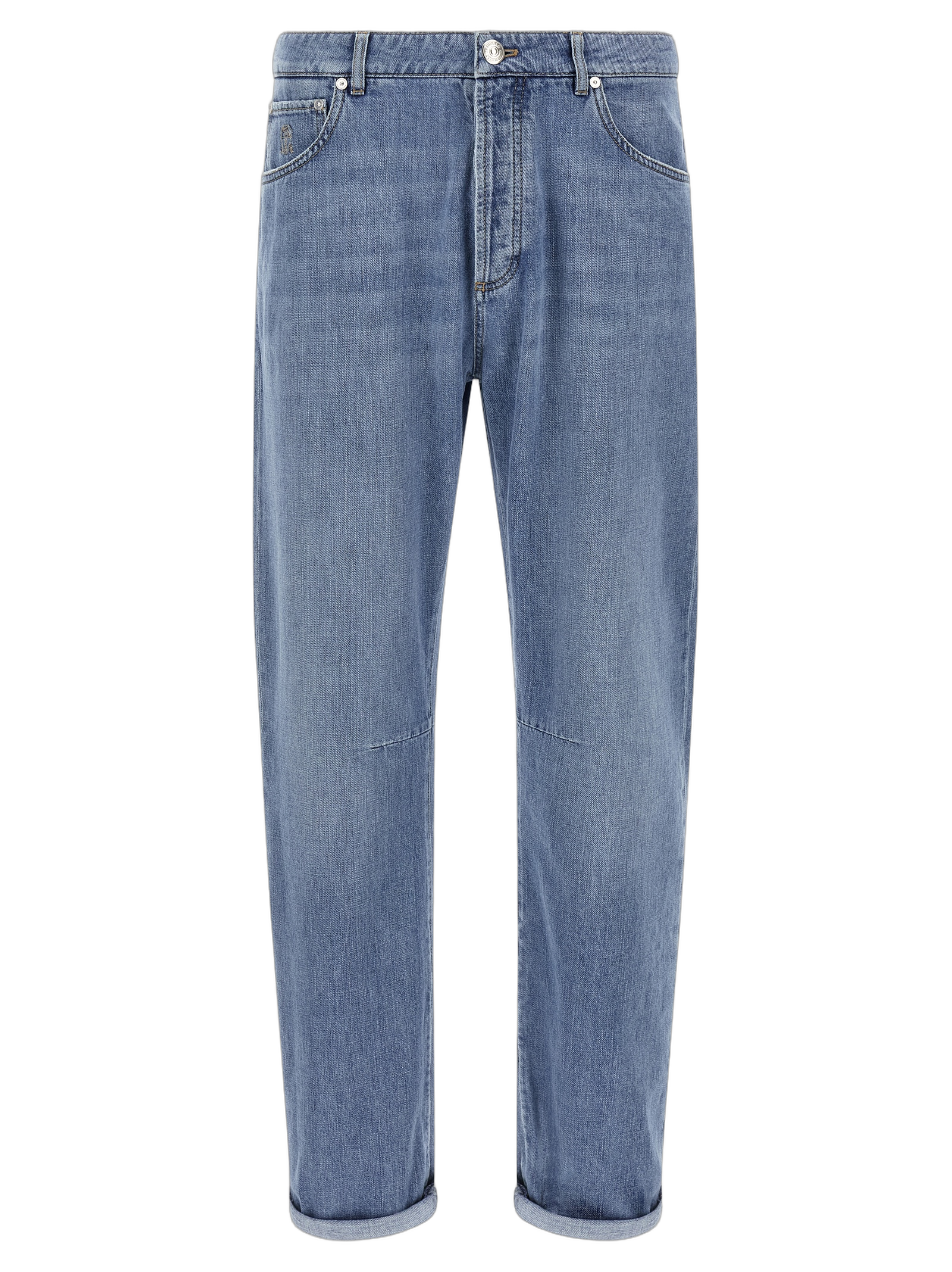 Cotton Straight-Leg Jeans — Blue