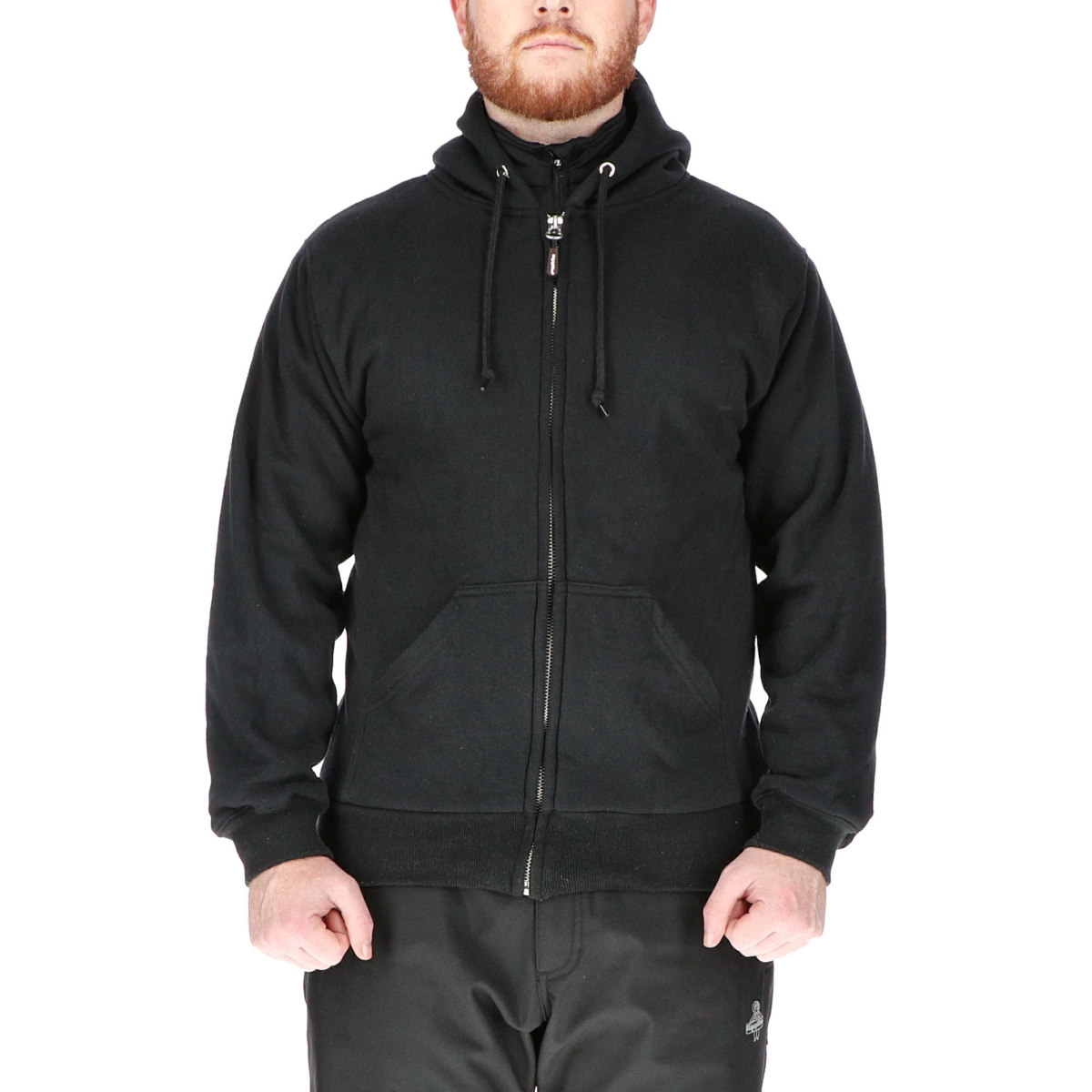 Big & Tall Thermal Lined Hooded Sweatshirt - Heavy-Duty, Warm, Comfortable - Black