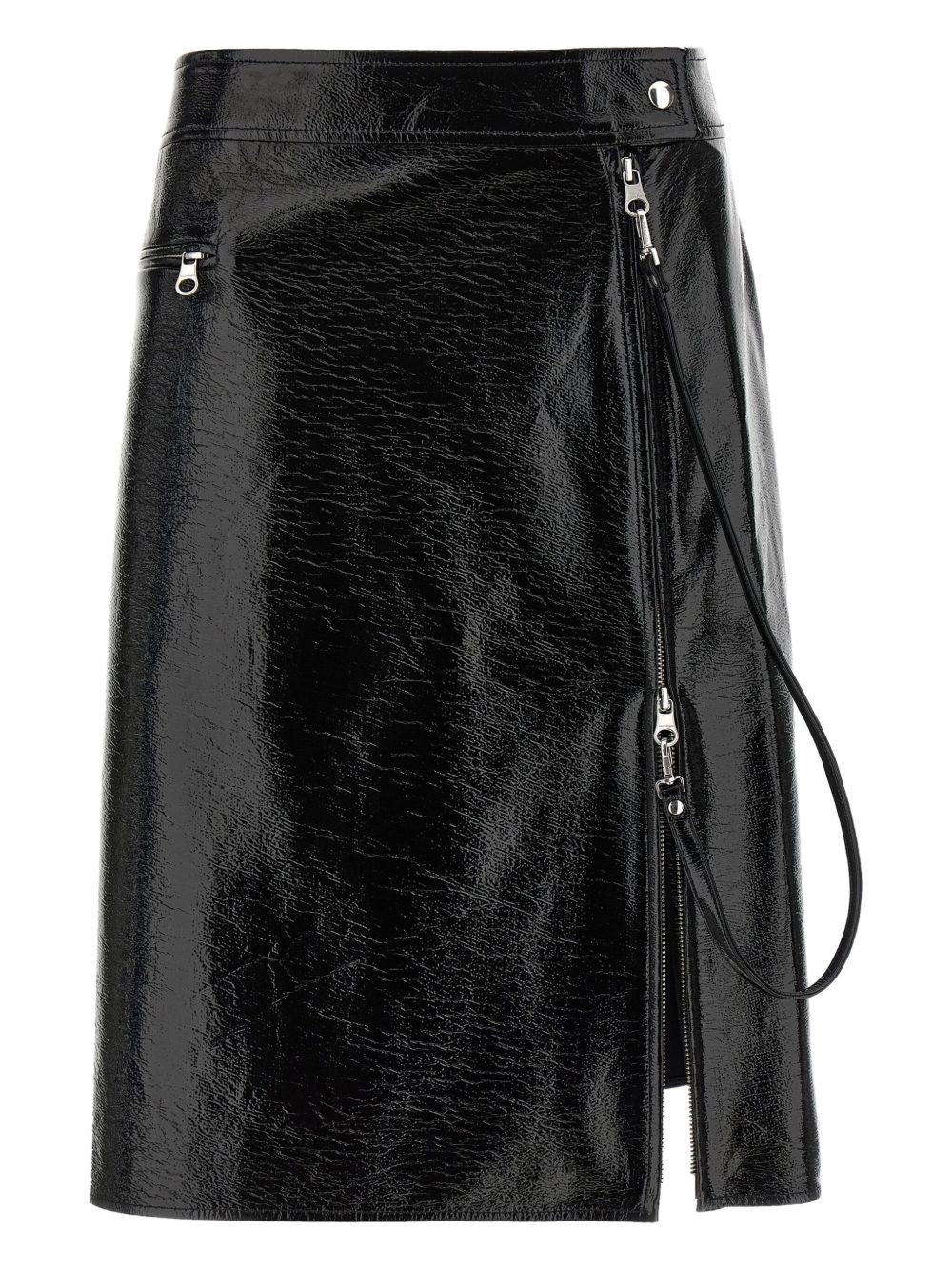 Vinyl Midi Skirt — Black