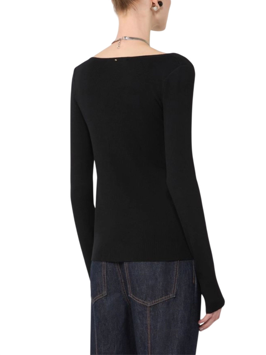 Black Boat Neck Cardigan