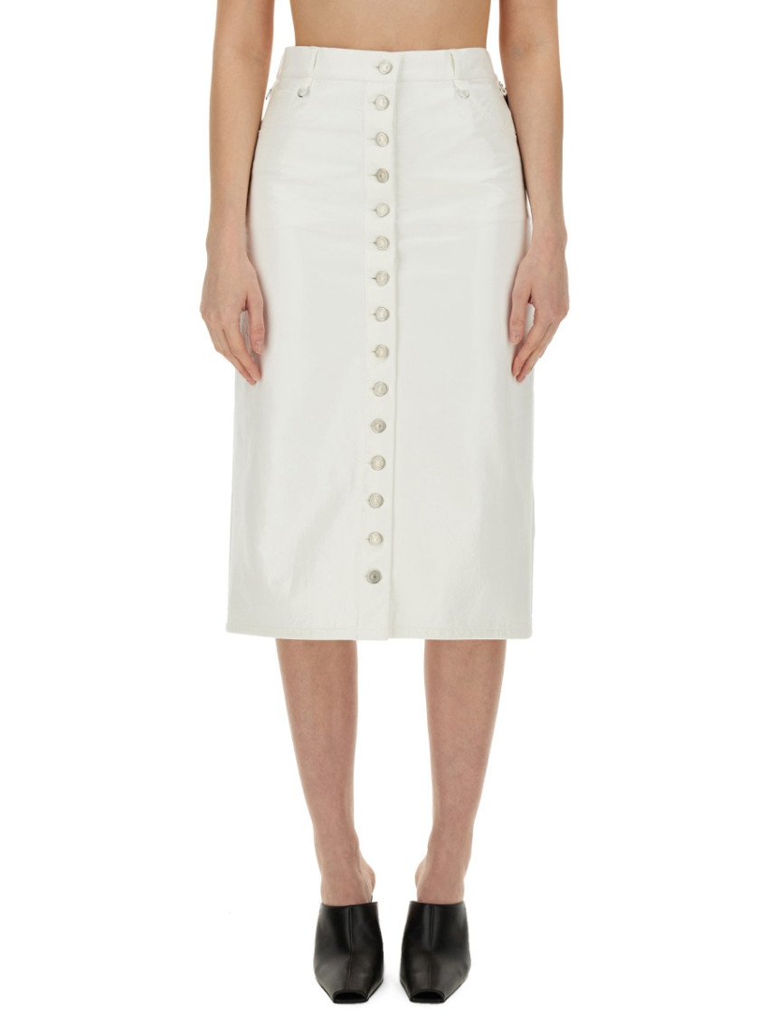 White Solid Midi Skirt