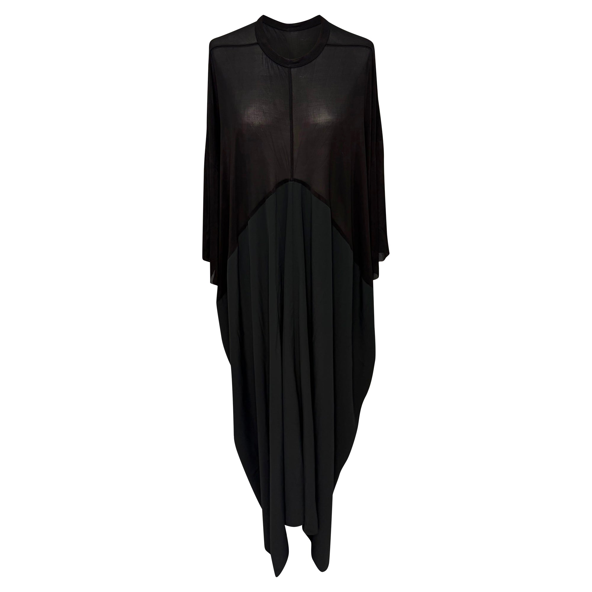 Crewneck Kite Maxi Dress in Black Cupro