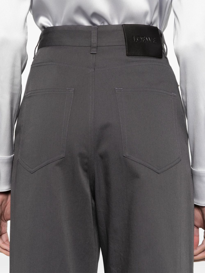 - High-waisted Cotton Trousers