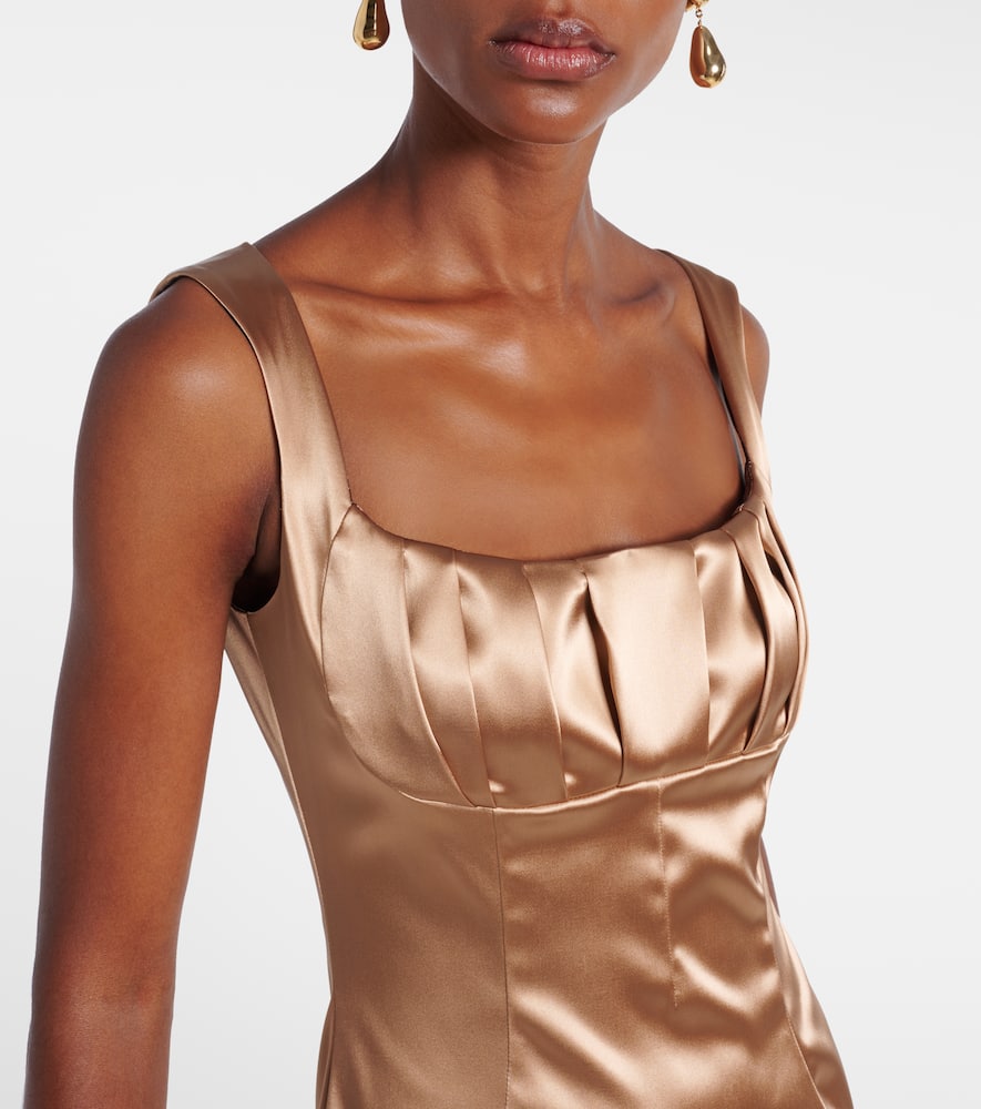 Pleated satin midi dress