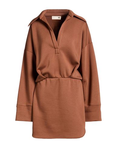 Woman Mini dress Brown Size L Cotton, Polyester