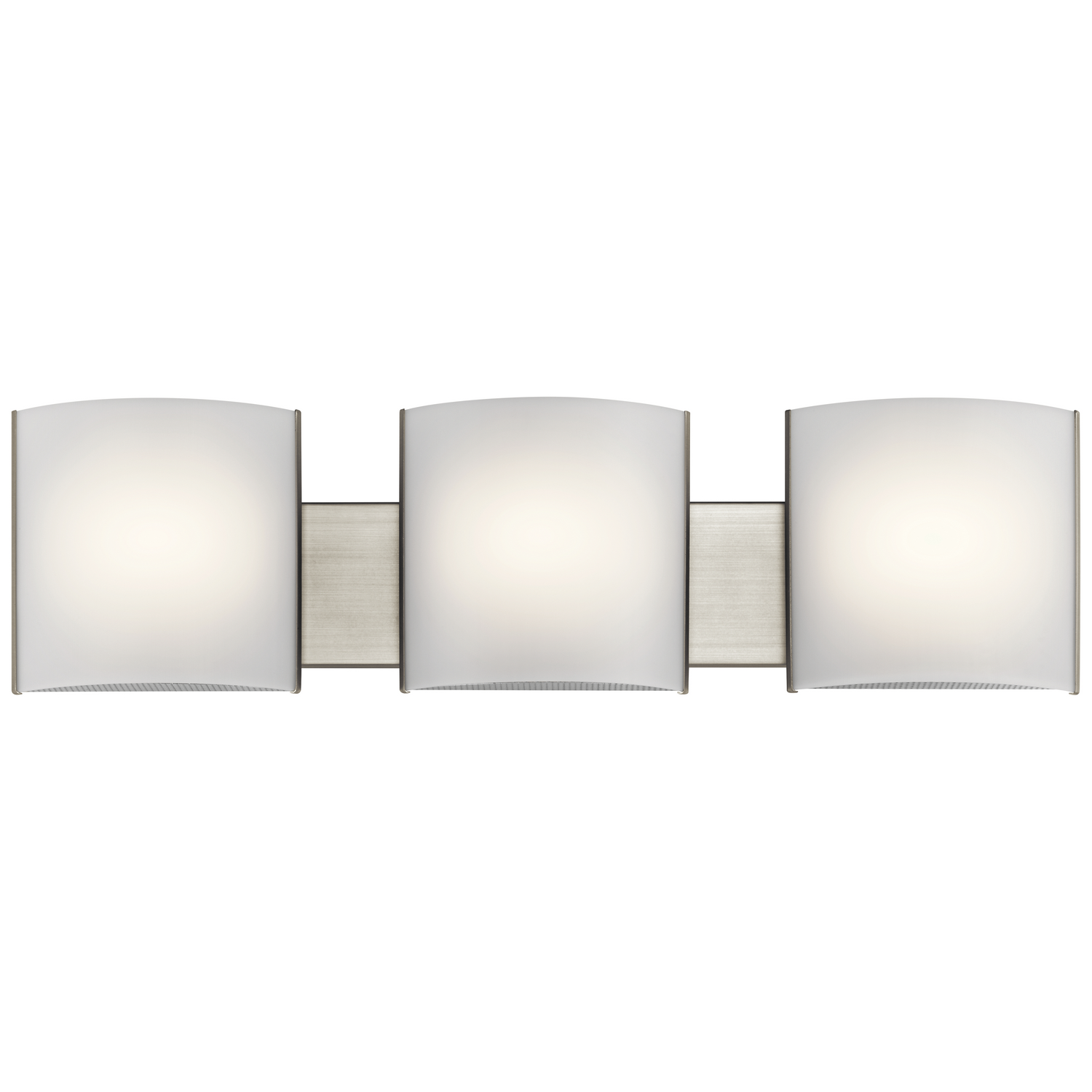 3-Light White Acrylic LED Bathroom Vanity Light in Brushed Nicke