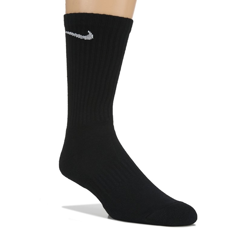 Men's 3 Pack Large Everyday Cushion Crew Socks (Black)