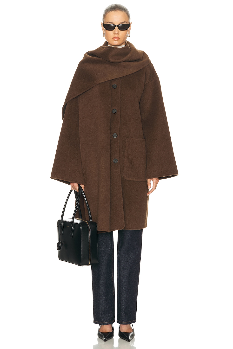 L'Academie Melba Wool Coat in Brown. S. Also in XS, XXS