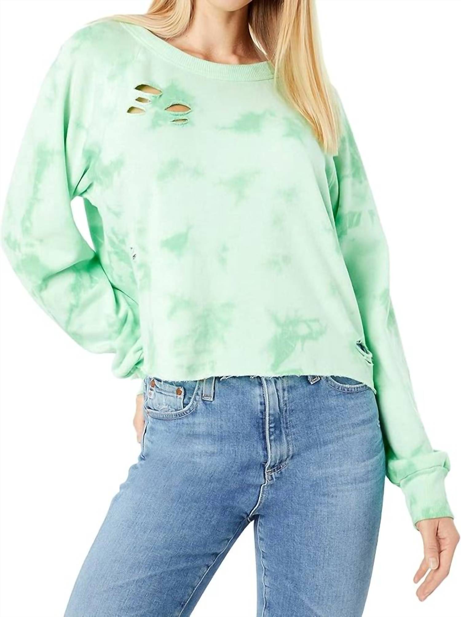 Crop Sweatshirt In Green Ash