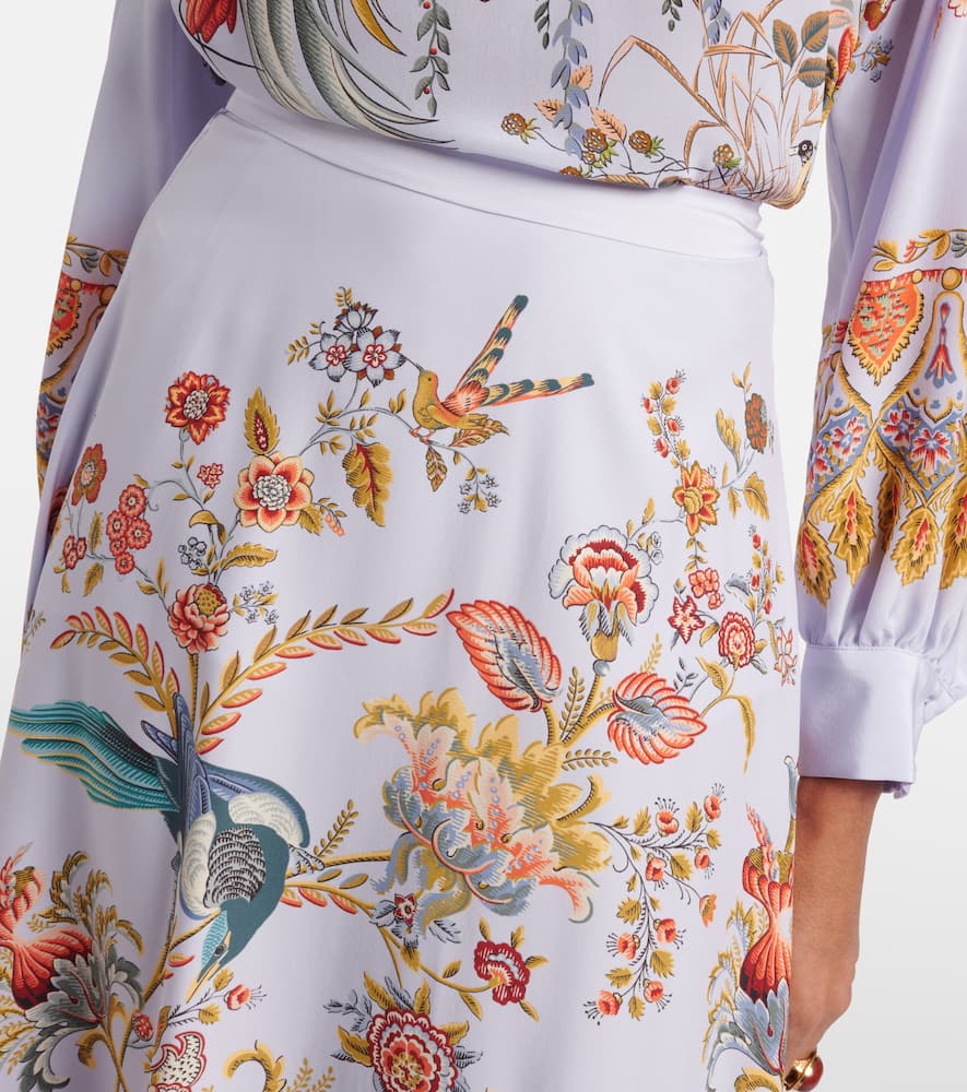 Printed silk maxi skirt