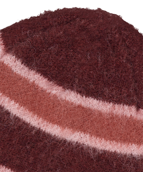HAIRY STRIPE BEANIE BURGUNDY