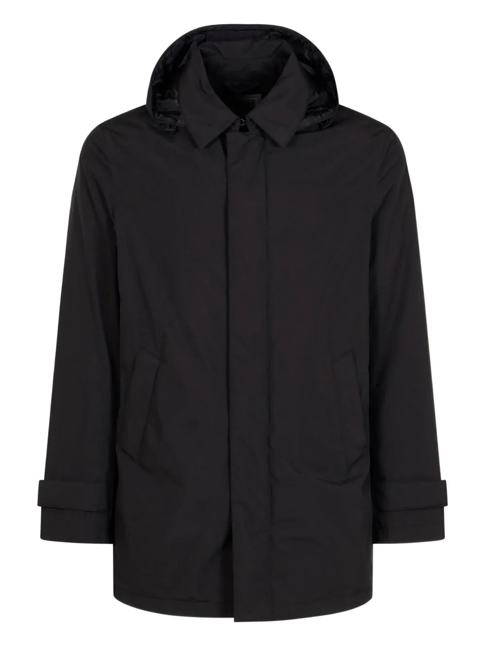 Hooded Technical Coat — Black