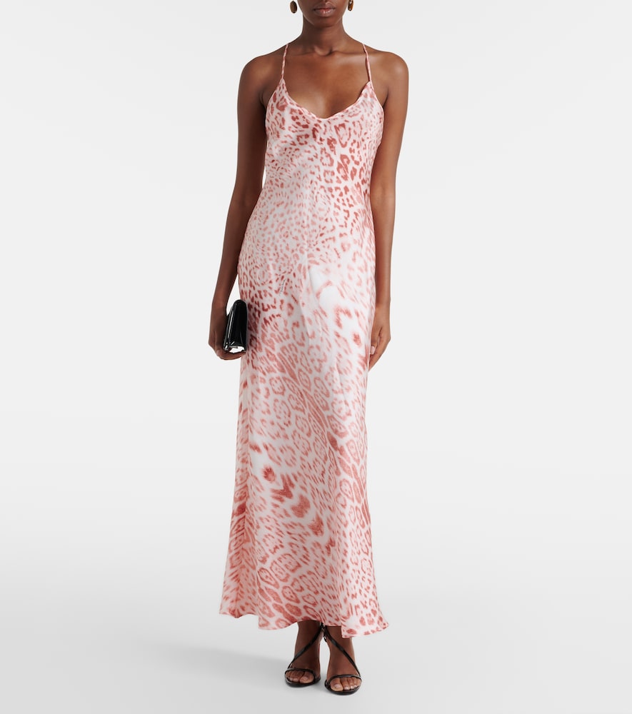 Leopard-print silk satin dress