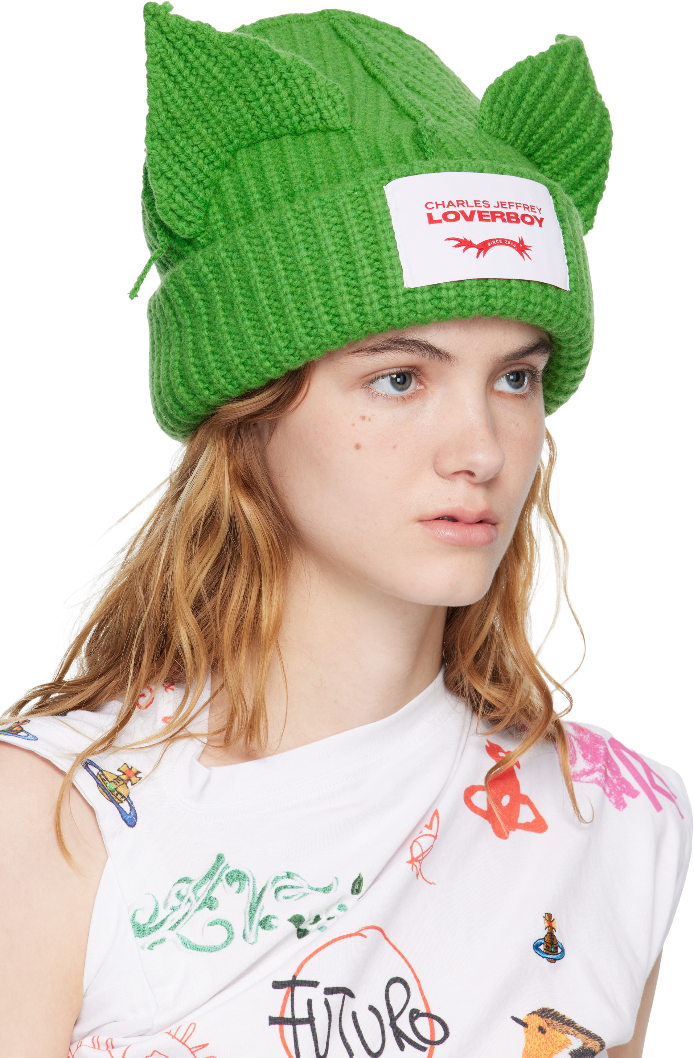Green Chunky Ears Beanie