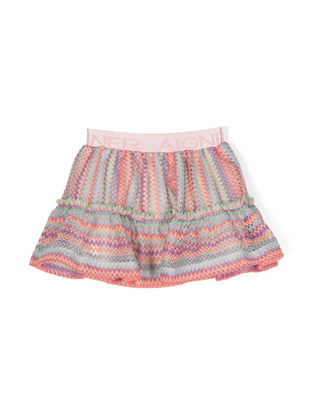 Woven tiered cotton skirt - Pink