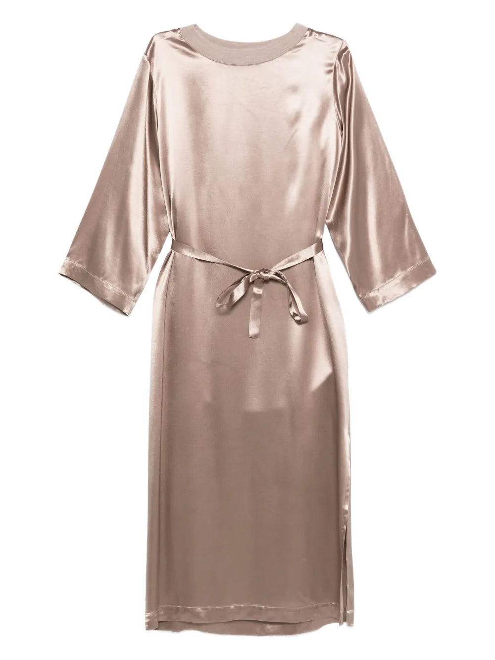 Satin Midi Dress — Beige