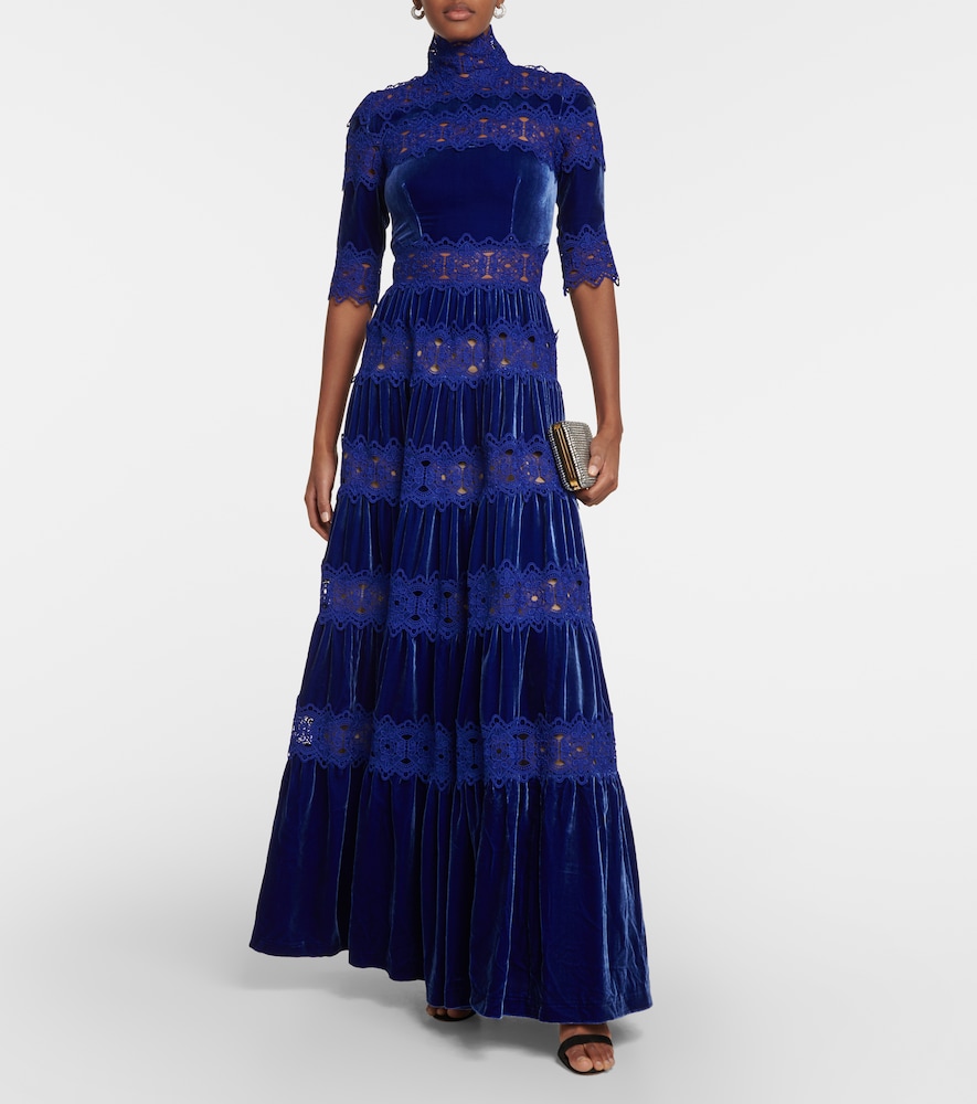 Lissie lace, silk, and velvet gown