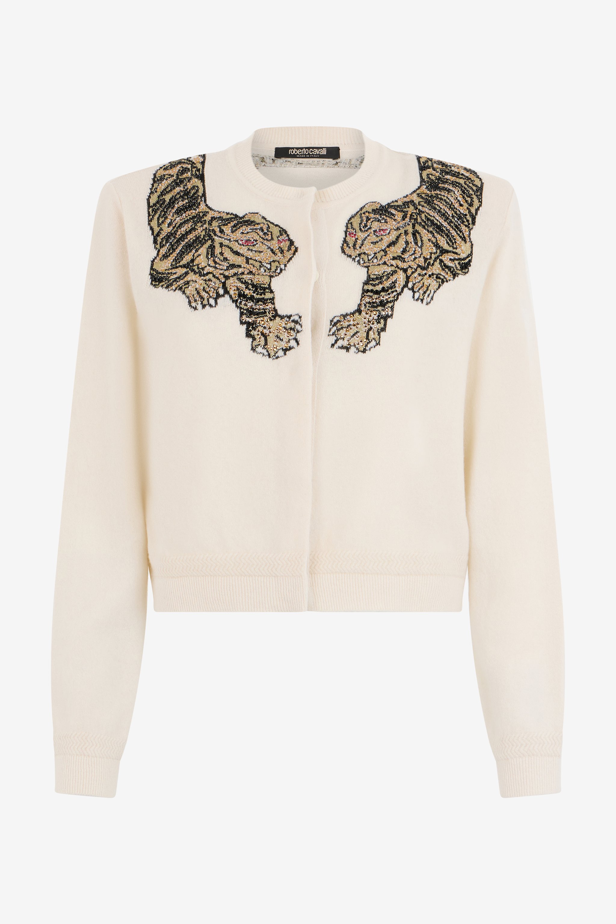 Wool Cardigan With Tiger Embroidery
