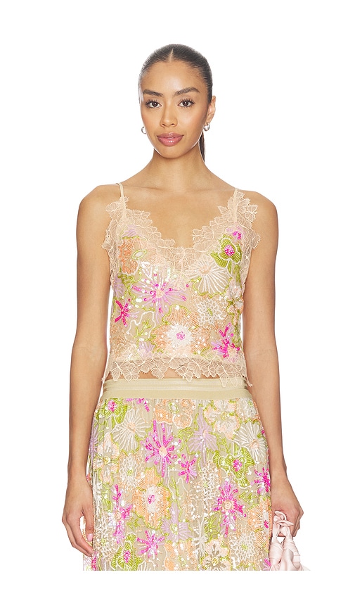 Le Superbe Flori Culture Cami in Neutral,Pink. - S also in XS