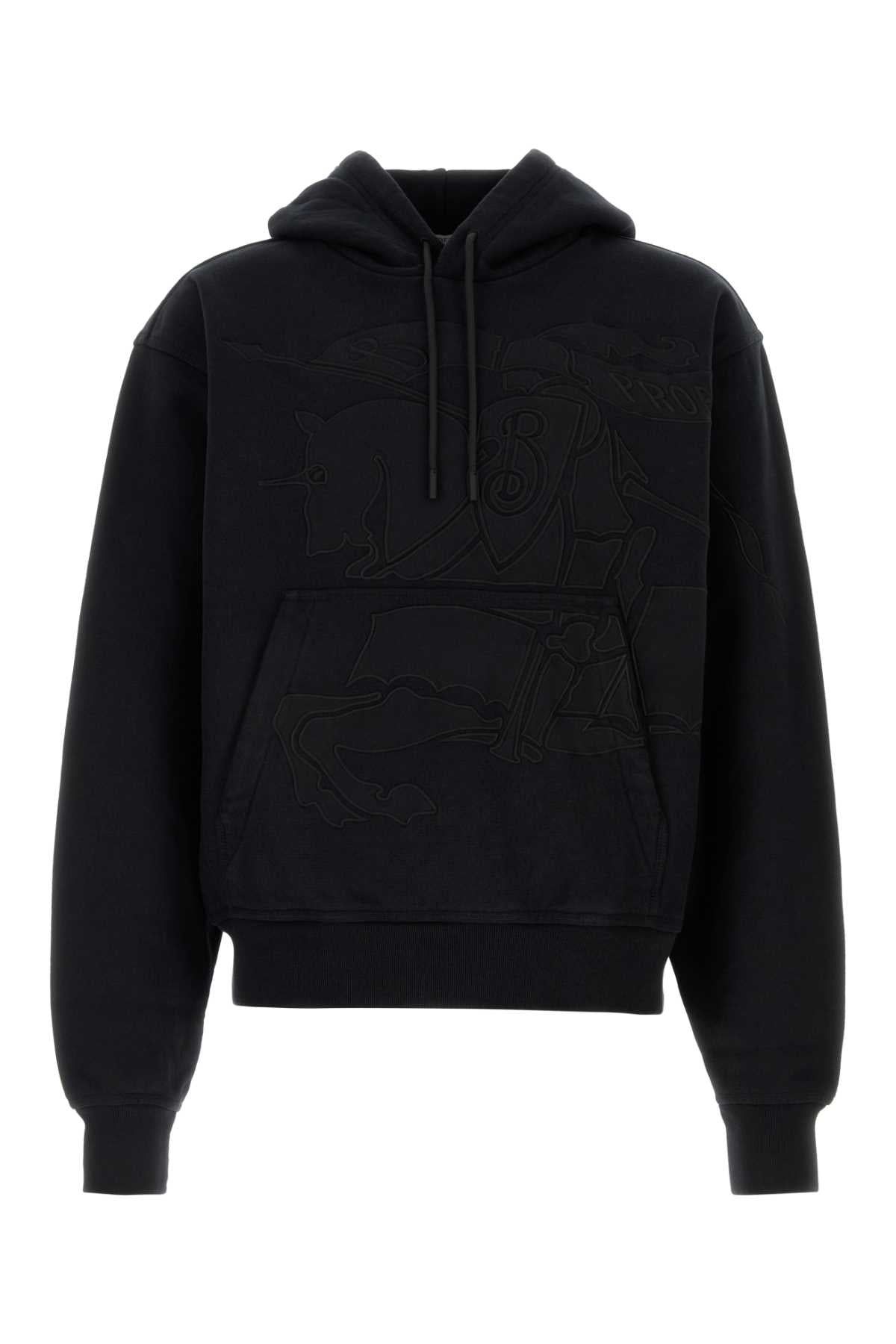 Embroidered Cotton Blend Sweatshirt — Black