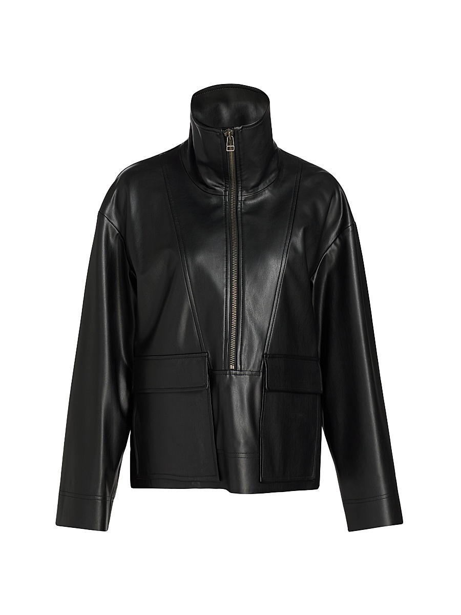 Women's Brian Faux-Leather Popover Jacket - Black