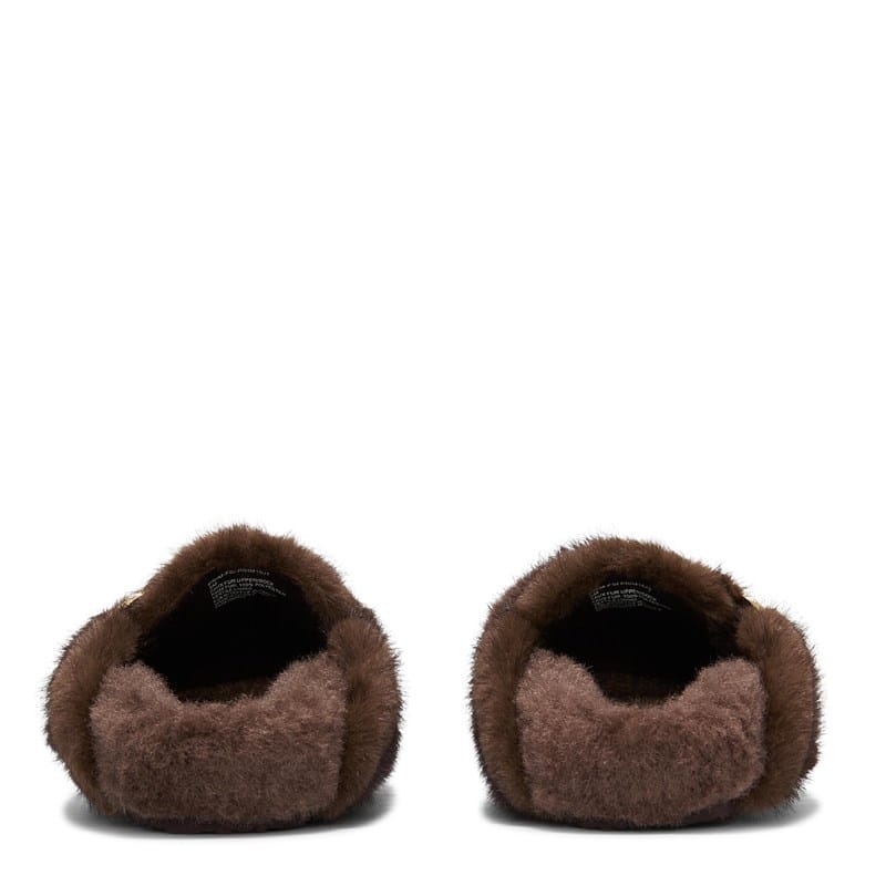 Women's Prim Fur Clog Slipper Shoes (Dark Chocolate)
