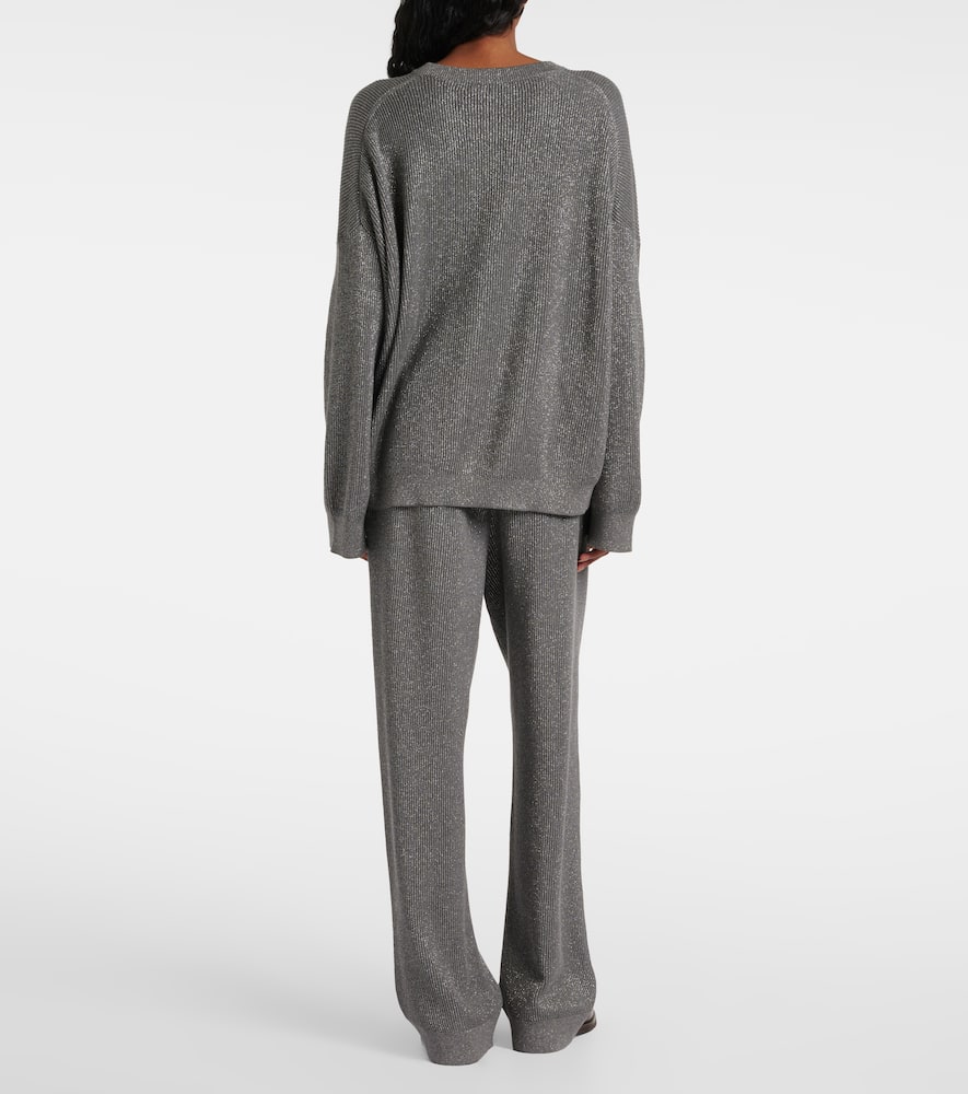 Cotton-blend lamé sweater